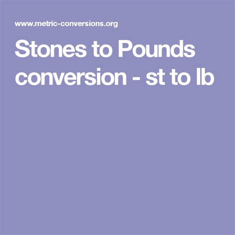 Conversion Formula: Lbs to Stones