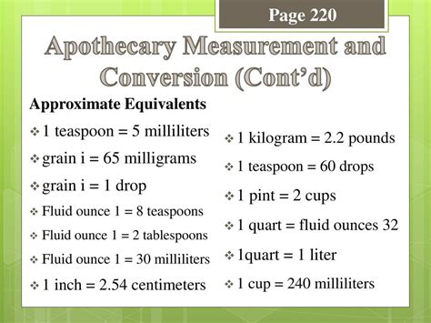 Conversion and Equivalents