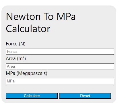 Convert 1000 MPA to Newton