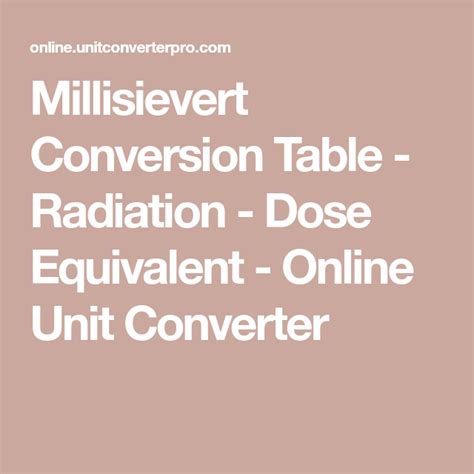 Convert Millisieverts to mrem: A Comprehensive Guide