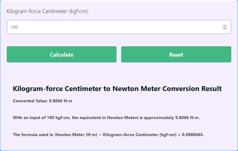 Convert Newton Meters to Kilogram Centimeters