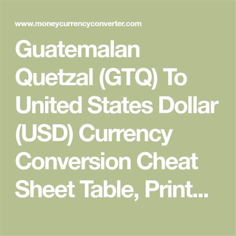 Convert Quetzales to Dollars: A Comprehensive Guide