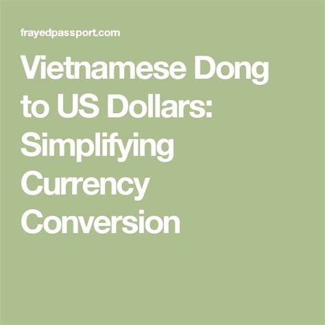 Convert Vietnamese Dong to US Dollars with Ease