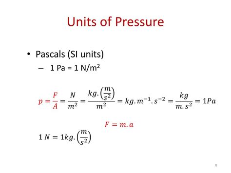 Convert kg/m.s2 to pascals (Pa)