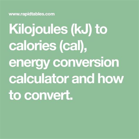 Converting Calories to kJ: An In-depth Guide for Understanding Energy Values