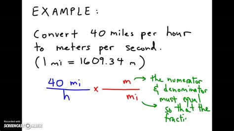 Converting Miles Per Hour (mi/h) to Meters Per Second (m/s)