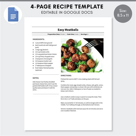 Cookbook Template Google Docs