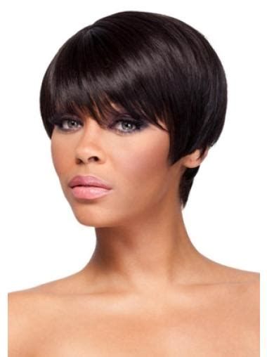 Cool Auburn Straight Cropped African American Wigs