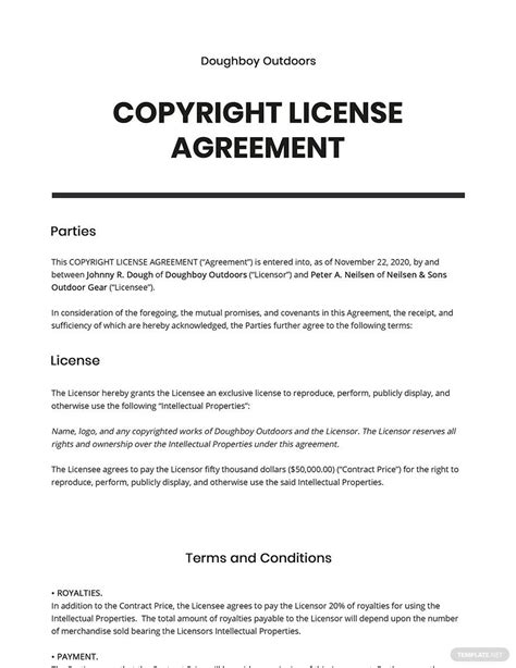 Copyright License Agreement Template