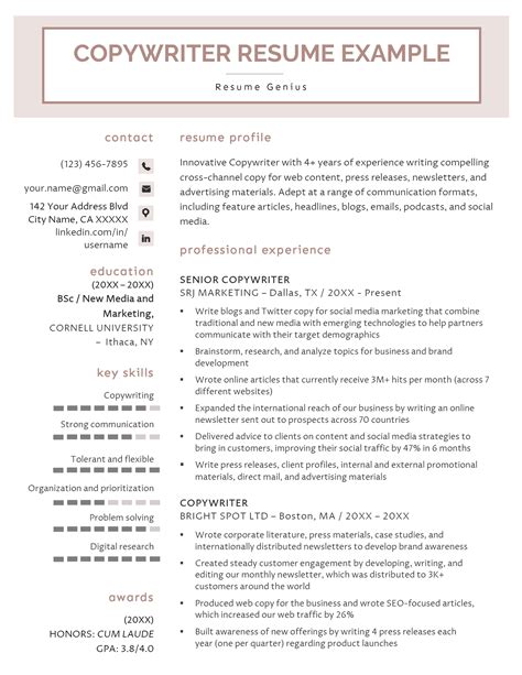 Copywriter Resume Template