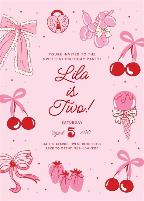 Coquette Birthday Invitations Template