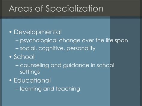 Core Areas of Specialization: