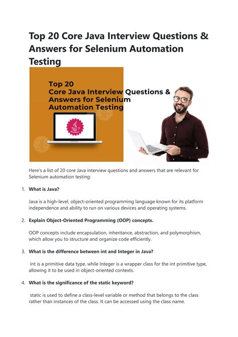 Core Java Interview Questions And Answers For Freshers Pdf Kindle Editon