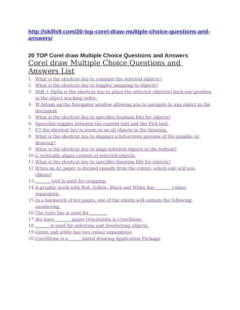 Corel Draw Multiple Choice Questions With Answer Kindle Editon