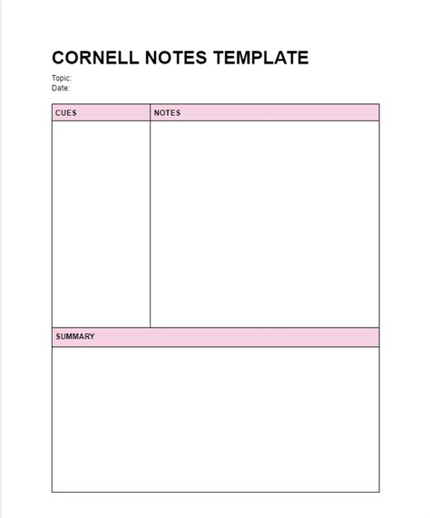 Cornell Notes Google Docs Template