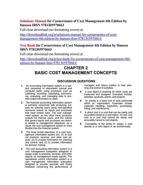 Cornerstones Of Cost Accounting Chapter 6 Solutions Reader