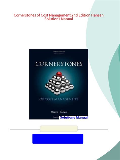 Cornerstones Of Cost Management 2nd Edition Solutions Manual Kindle Editon