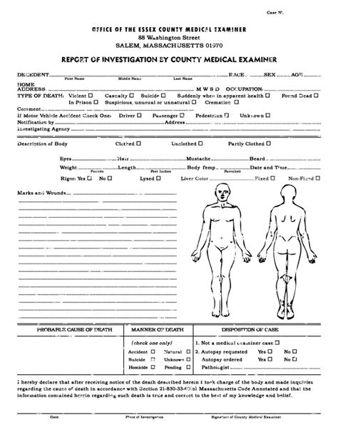 Coroner Report Template