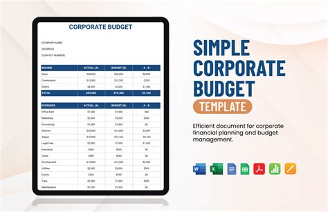 Corporate Budget Template