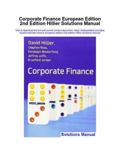 Corporate Finance European Edition Solutions Manual Kindle Editon