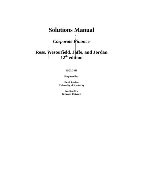 Corporate Finance Solutions Manual PDF