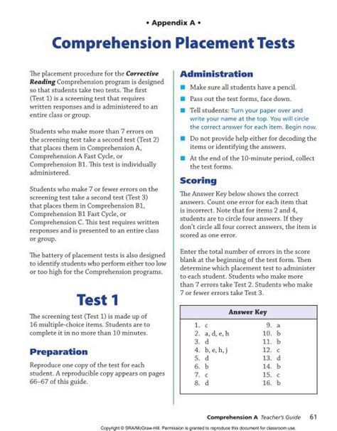 Corrective Reading Comprehension Placement Test Ebook PDF