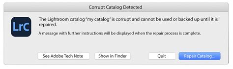 Corrupt Catalog Lightroom