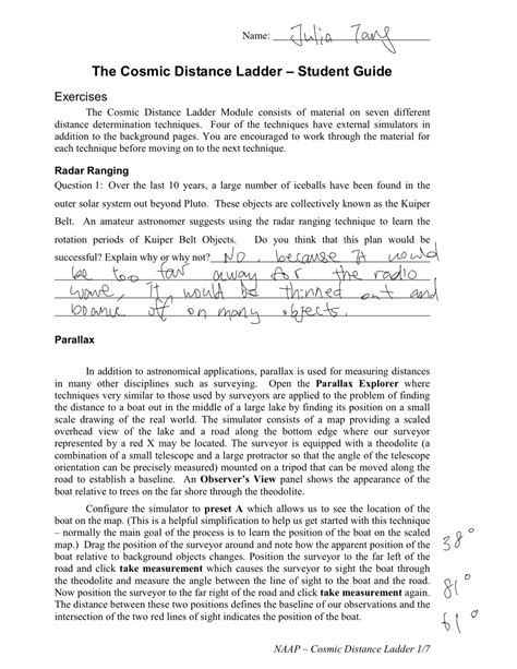 Cosmic Distance Ladder Student Guide Answers Reader