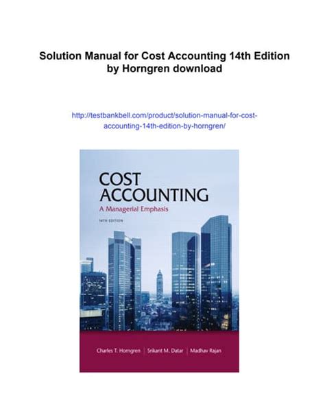 Cost Accounting 14th Edition Solutions H18 Kindle Editon