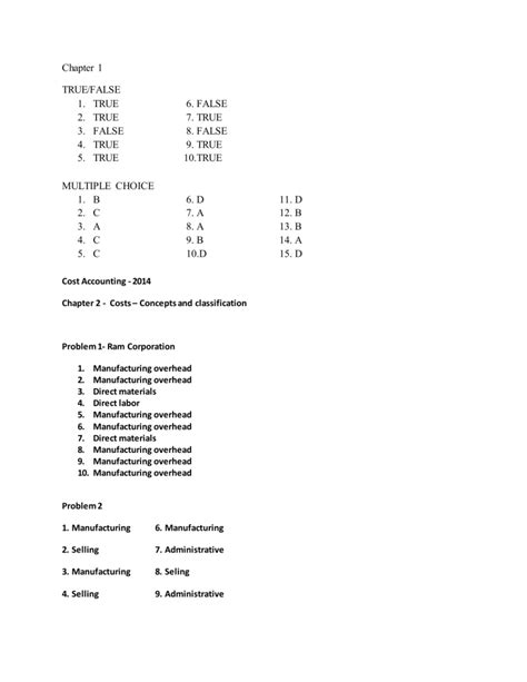 Cost Accounting Answer Key Kindle Editon