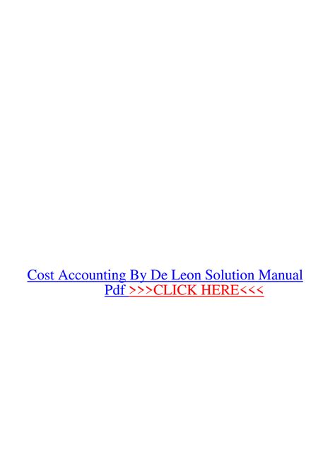 Cost Accounting By De Leon Solution Manual 2012 Doc