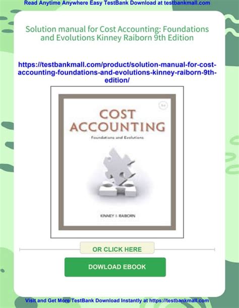 Cost Accounting By Raiborn And Kinney Solution Manual Pdf Doc