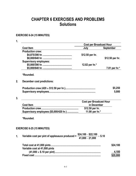 Cost Accounting Exercises With Solutions Reader