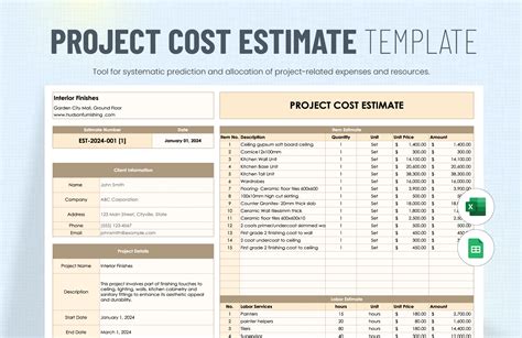 Cost Estimate Template Excel
