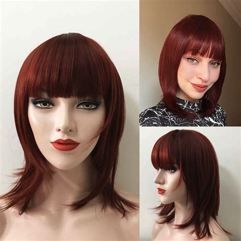 Cosy Synthetic Auburn Straight Medium Wigs