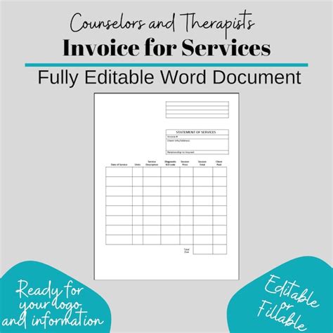 Counseling Invoice Template
