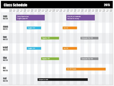 Course Calendar Template