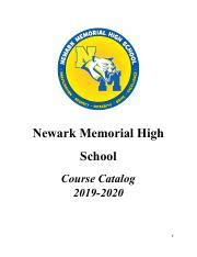 Course Catalog Newark Memorial Hig School