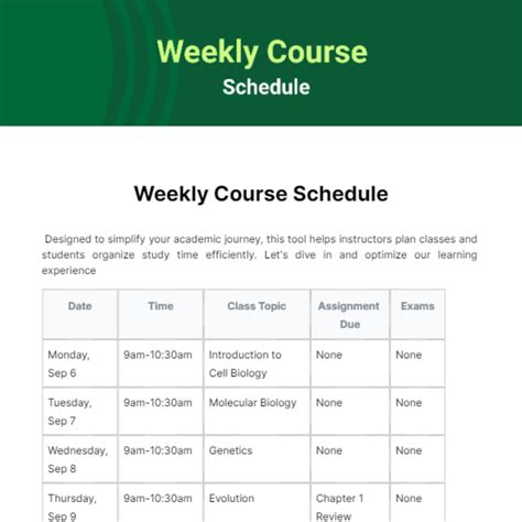 Course Schedule: