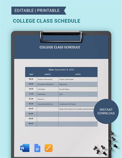 Course Scheduling Template
