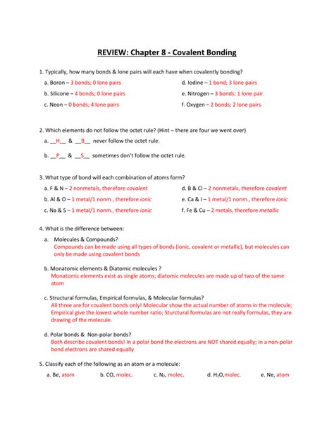 Covalent Bonding Workbook Answers Pearson Education Reader