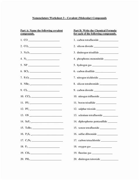 Covalent Compounds Worksheet Answer Key Reader