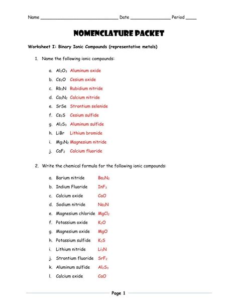 Covalent Naming Worksheet Answer Key Kindle Editon