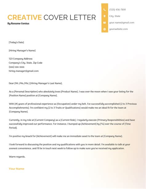 Cover Letter Template Creative
