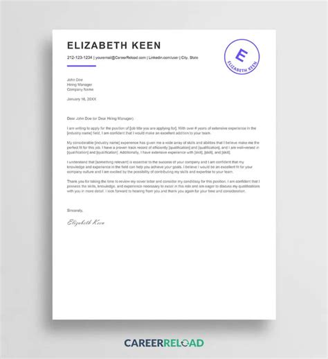Cover Letter Template For Microsoft Word