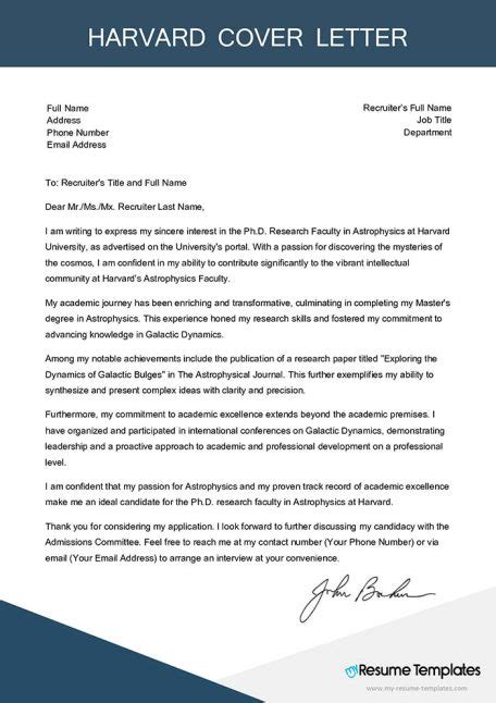 Cover Letter Template Harvard