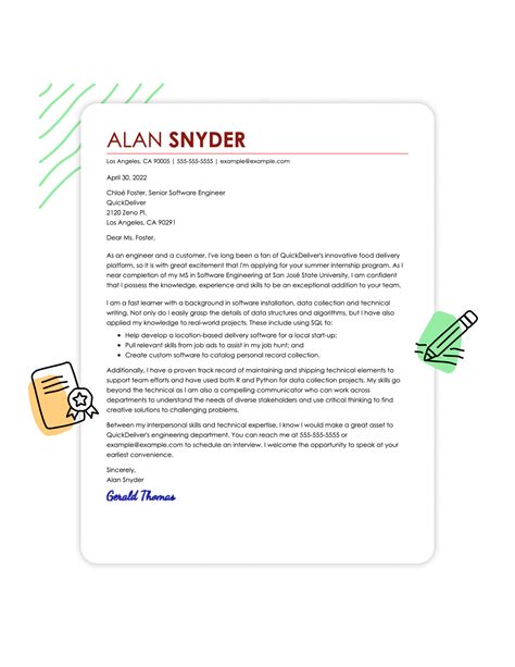 Cover Letter Template Header