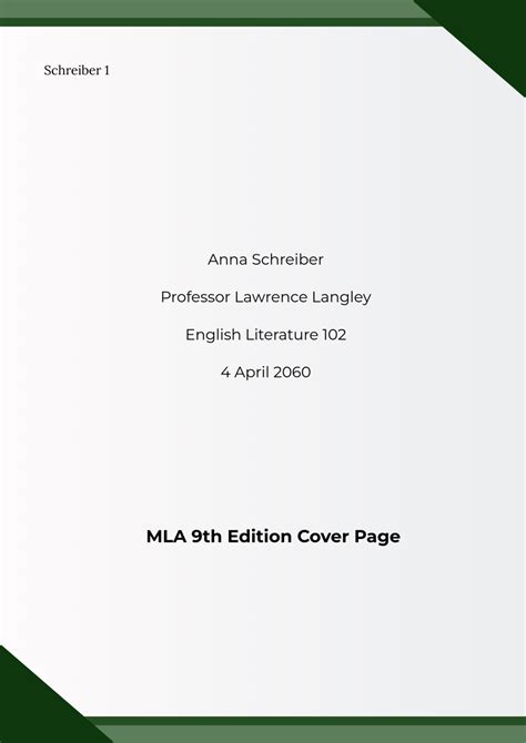 Cover Page Mla Format Template