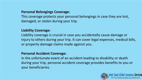 Coverage for personal belongings: