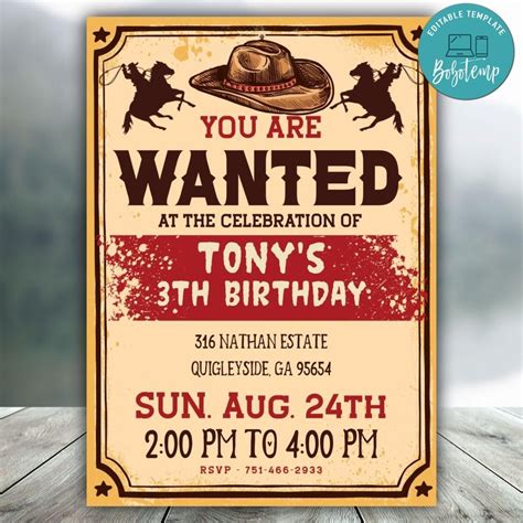 Cowboy Invitations Template Free